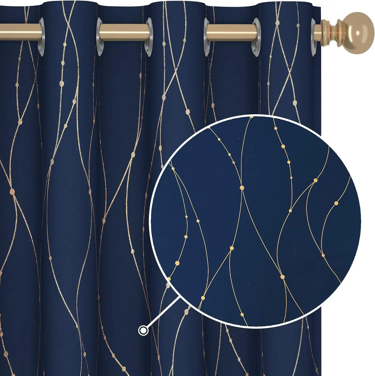 

Blackout Curtains - Thermal Insulated, Noise-Reducing Window Drapes for Bedroom, Living Room -2 Panels, Navy Blue, 52W x
