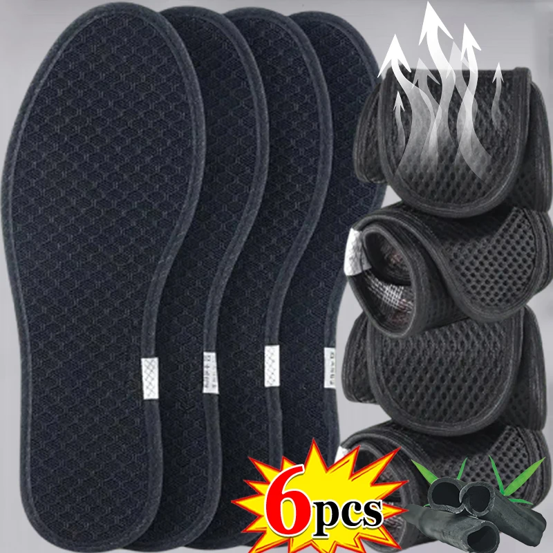 2-6Pcs Bamboo Insole Deodorant Insoles Mesh Breathable Absorb-Sweat Shoe Pads Sport Insert Light Weight Cushion for Men Women