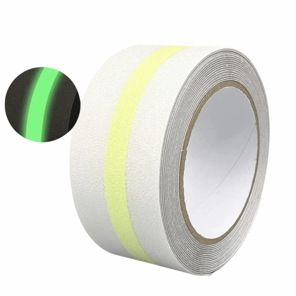 Glow in The Dark Luminous Traction Tape 5CM X 5M Green Stripe Anti Slip Grip Tape Waterproof Abrasive Surface Safety Tape