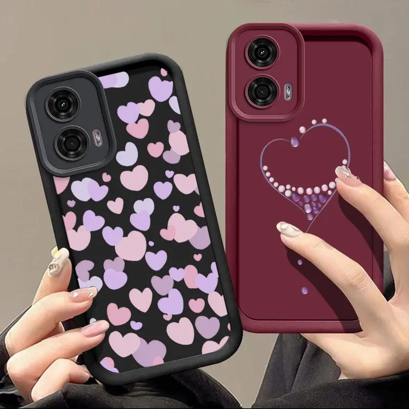 G24 Pinkish Purple Heart New Sky Eye Phone Case For Motorola Moto G24 Shatterproof Camera Protection Moto G24 Soft Back Cover