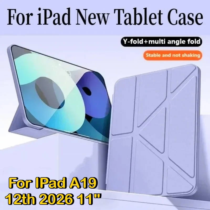 

Кожаный чехол-подставка Y-Fold для iPad 2026 A19 12-го поколения Air 11" 13 M5 M4 Pro A16 M2 M3 4 5 6 7 8 9 10 11 поколений Mini 7, умный мягкий чехол