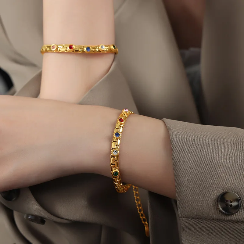 Vintage Simple Geometric Ziron Charm Bracelet Korean Fashion Design Chain Cuff Bracelets Personality Hand Jewelry