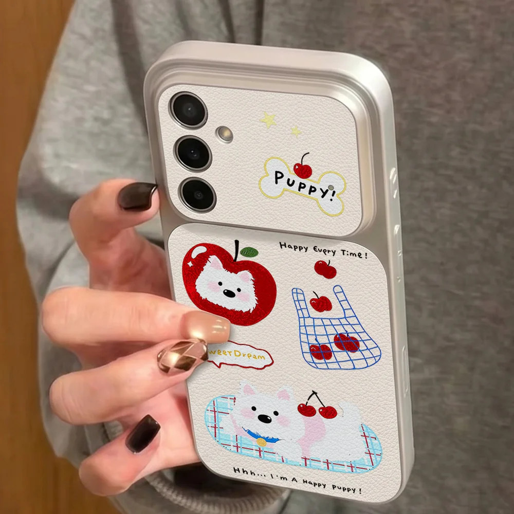 Cute Cartoon Dog Lanyard Phone Case For Samsung A36 A16 A56 A55 A07 S24 FE S26 Ultra S25 Plus A57 A37 A17 A27 Leather Soft Cover view 6