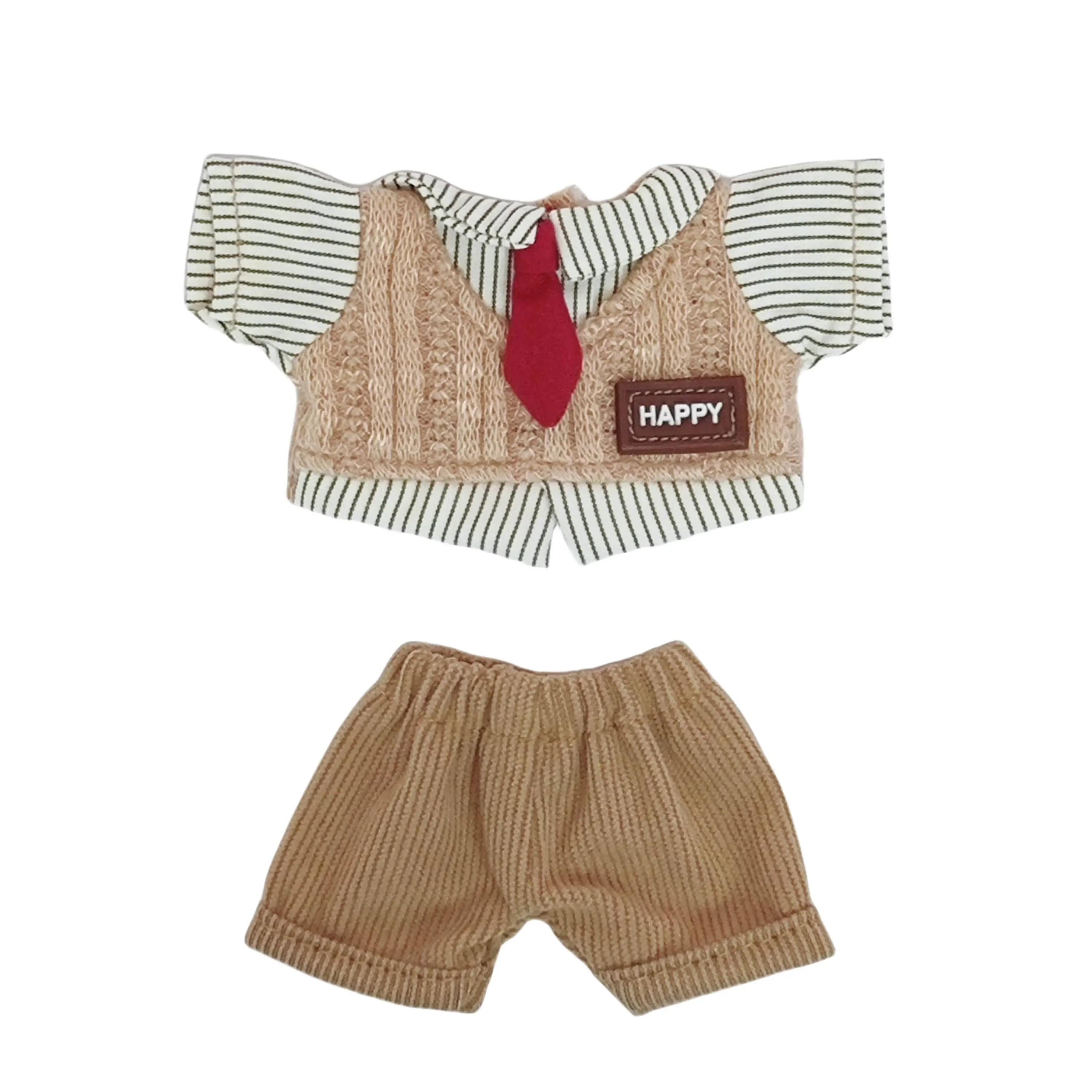 For 15-17cm Clothes for Labubu Blind Box Keychain Labubu Outfit – Preppy Style Fake Two-Piece Set for Labubu Doll