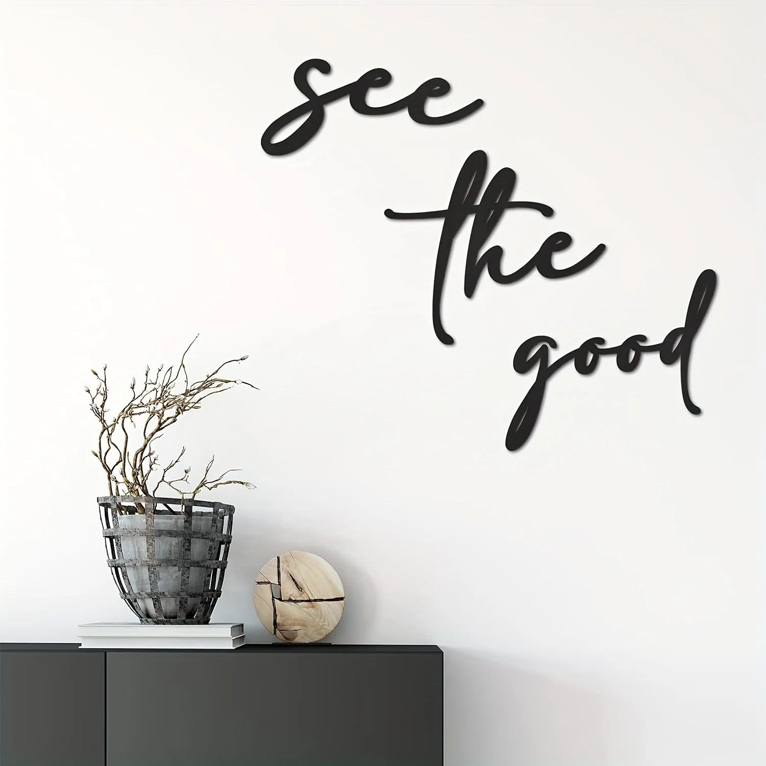 3pcs See the Good Wall Art Black Metal Wall Decor Rustic Metal Wall Art with Inspirational Boho Decorative Modern Kitchen