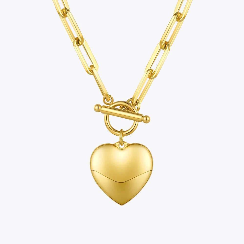 ENFASHION Heart Pendant Necklaces For Women Gold Color Stainless Steel Choker Necklace Fashion Jewelery Party Wholesale P203148