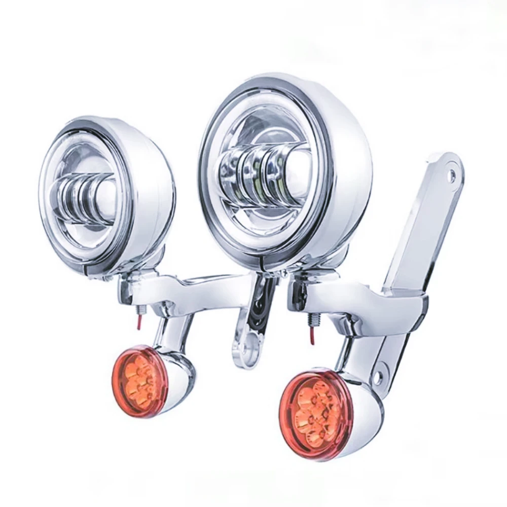 ZF-T Acuado para señal  giro  motocicleta Harley, soporte  luz antiniebla Led  4,5 pulgadas, juego  soporte  luz a