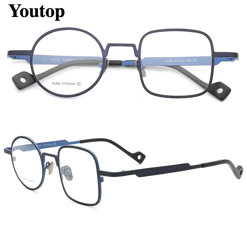 

Mismatch Men Titanium Square Glasses Frames Women Round Optical Eyewear Retro Metal Fashion Funky Eyeglass Frames Prescription