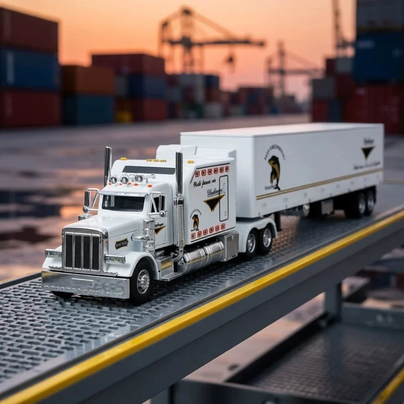 

1:24 389 American-style container truck container toy alloy car model simulation boy's children's toy cargo transport vehicle