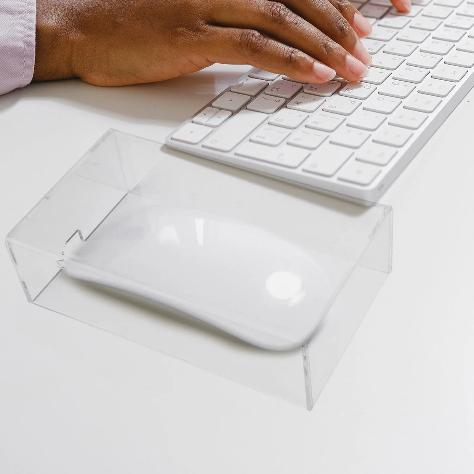 غطاء حماية للماوس صندوق أكريليك شفاف قابل للإزالة وقابل للغسل ومضاد للغبار غطاء صندوق ماوس أكريليك