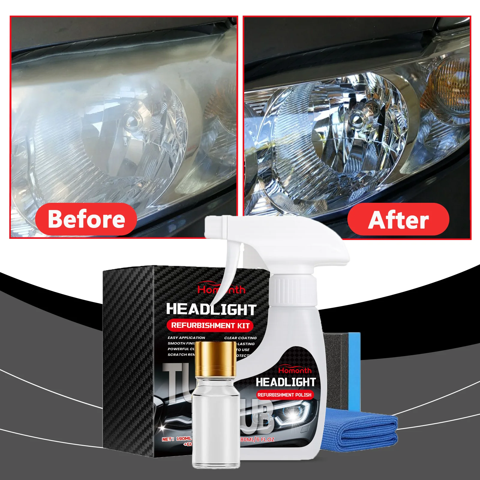 Car Headlight Maintenance Agent Kit Automotive Headlamp Polish Remove Oxidation Repair Restoration Liquid Clarity Care Tool Set