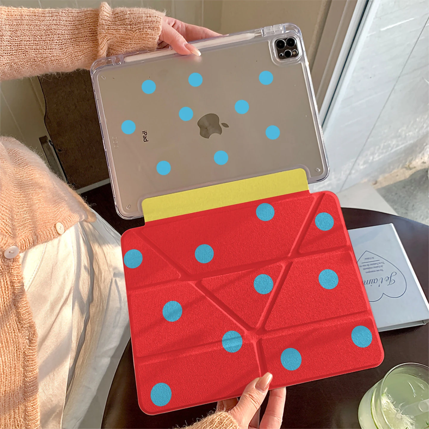 Blue Polka Dot Red Tablet Case For iPad Pro 11 12.9 13 A16 M2 M4 M3 M5 Shell 9.7 10.2 5/6/7/8/9/10/11th Mini Air 3 4 5 6 7 Cover