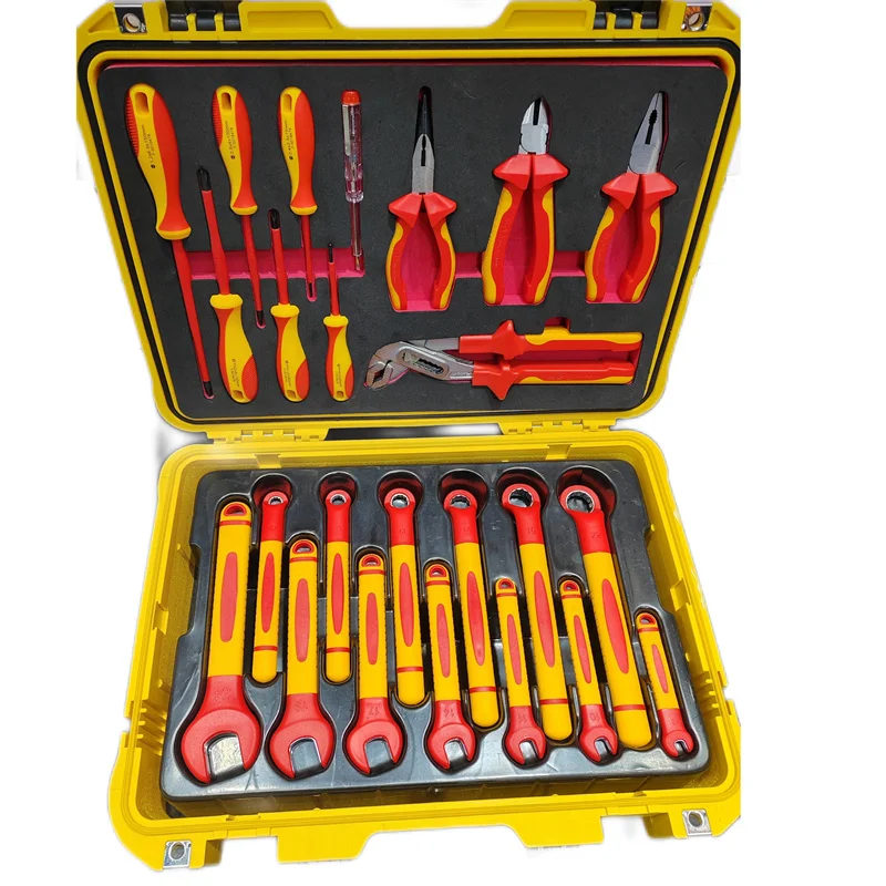 S686-46 SFREYA VDE 1000V Insulated Insulation tools case double color 46pcs Pliers, Screwdrivers and Wrench Set