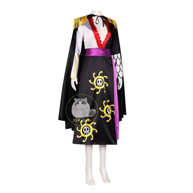 Anime Boa Hancock Cosplay Costumes Sexy Empire Black Kimono Dress Uniform Boa Hancock Wig Earrings Halloween Costumes for Women
