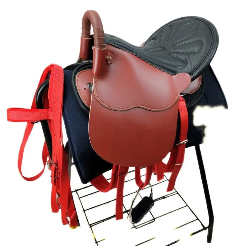 Pony Horse Riding Equipment Full Set Of Saddle Accessories Cow Leather New Big Horse Tourist Saddle