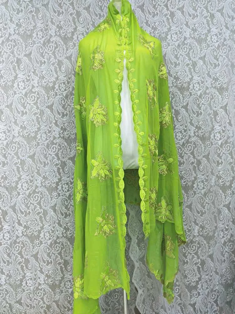 Schal Muslimische Afrikanische Tücher Chiffon Gute Qualität 2026 Neueste Afrikanische Muslimische Islamische Hijab Dubai Stickerei Schal Kashkha Dubai – Detail 25
