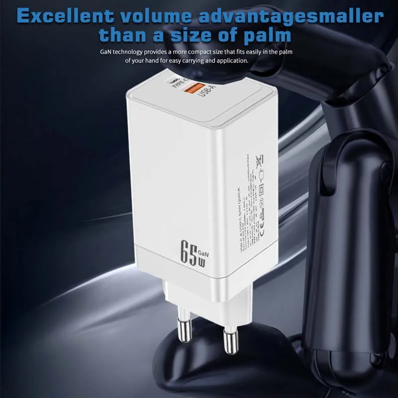 65W GaN USB C Charger Quick Charge PD 3.0 QC 4.0 Fast Charging Adaper For Notebook iPhone Samsung Xiaomi Type C Phone Chargers