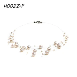 HOOZZ.P Multilayer Pearl Necklace  For Women Layered Choker Fashion White 3-9mm High Luster Quality Trendy Wedding Gift