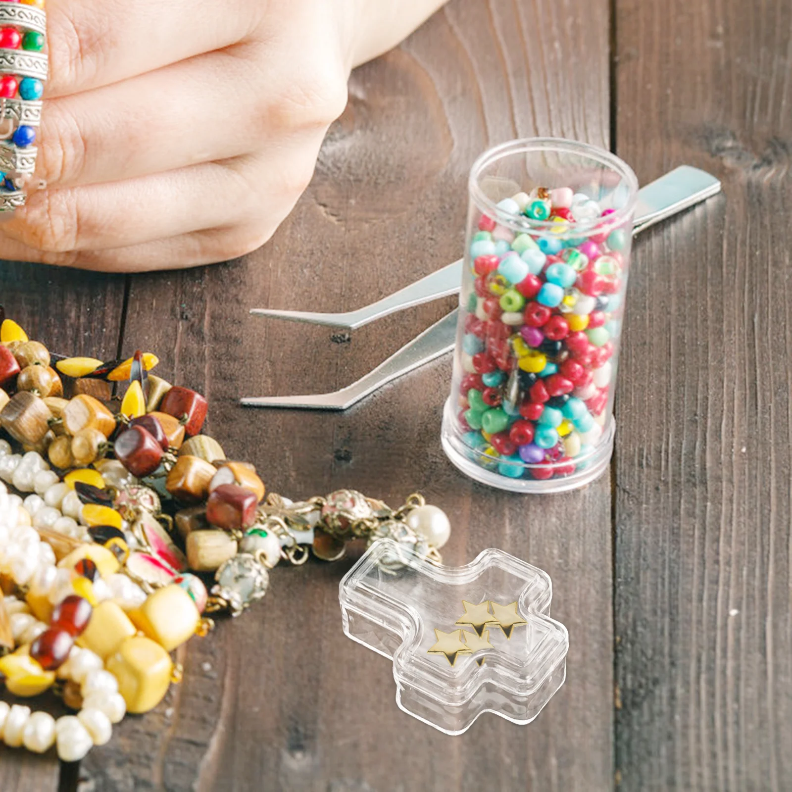 

30pcs Jewelry Box Transparent Plastic Cross Shaped Container Pendant Necklace Organizer Trinket Storage Box Trinket Case