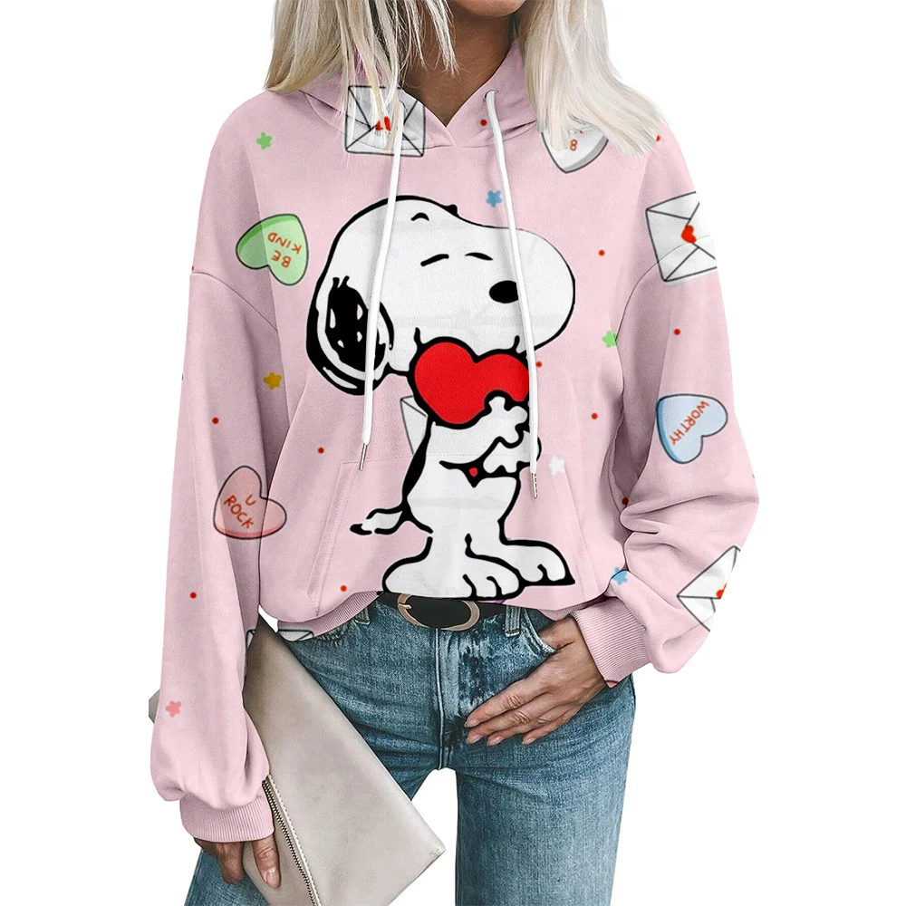 Elegante snoopy impressão hoodie moda feminina oversized hoodies moletom feminino suores casaco pulôver sudaderas ﻿