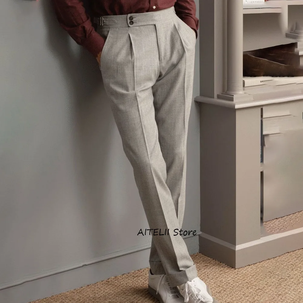 

Work Pants Men's Solid Color Comfortable Trouser for Man Trousers Polyester Fiber Straight Leg Business Casual Tailoring Classic