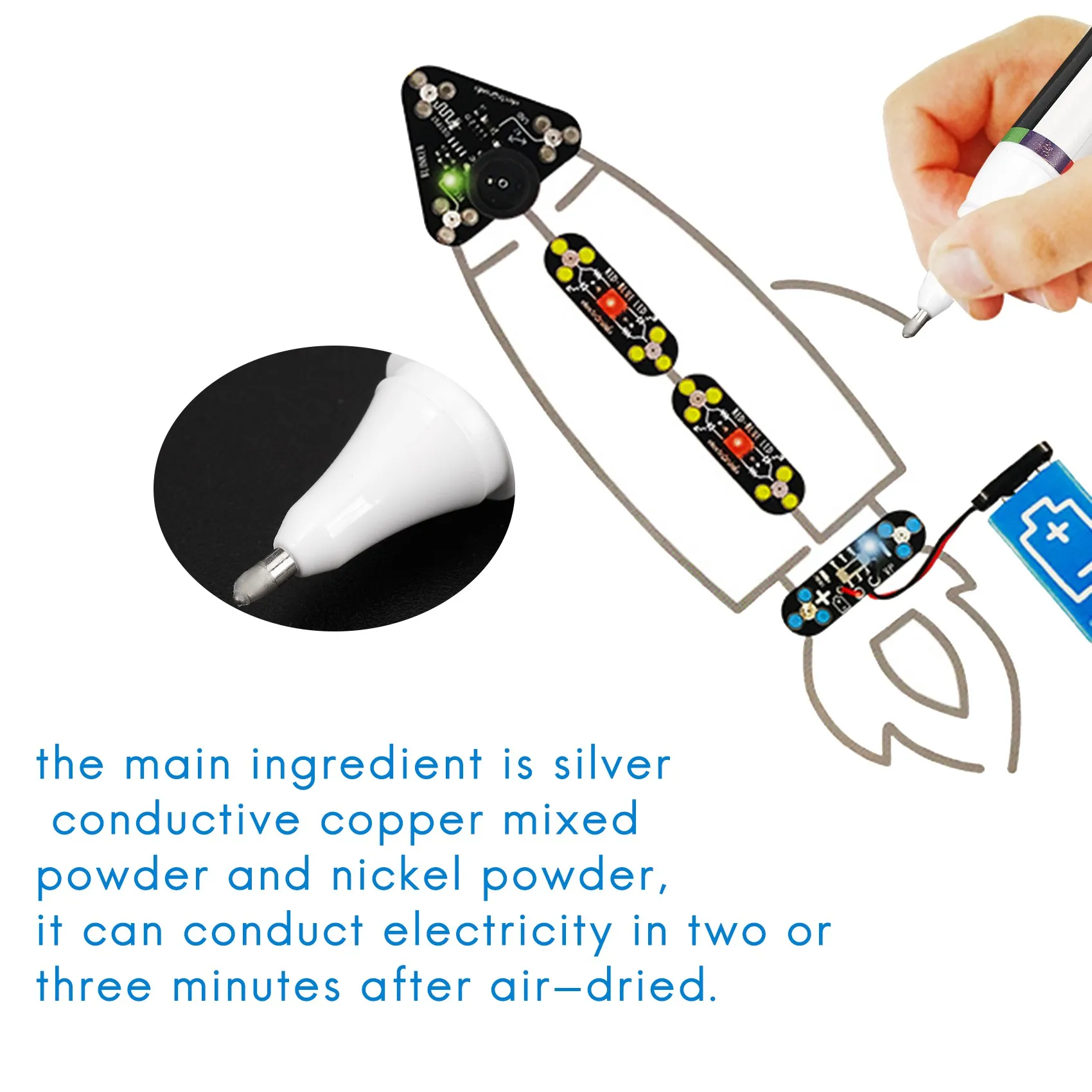 A01K-Conductive Ink Pen Electronic Circuit Draw Instantly Magical Pen Circuit DIY Maker Student Kids Education Magic Gifts