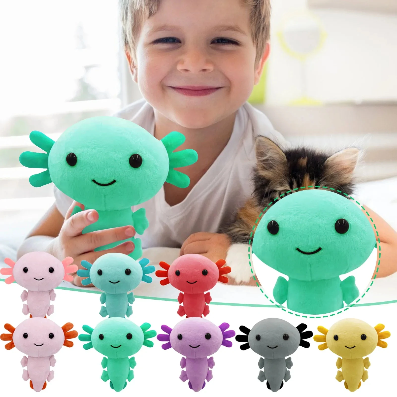 20cm - Urocze pluszowe zabawki salamandra, mały rozmiar, wypchany aksolotl, miękkie zwierzątka, lalka, prezenty urodzinowe dla dziewczynek, dekoracja półki na książki w pokoju*