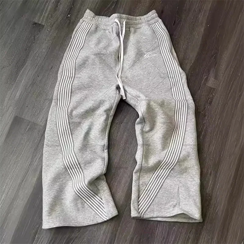 Hip-Hop Streetwear Pant Men Casual Striped Sweatpants Spring Autumn Couple Baggy Elastic Waist Jogging Trousers High Street Pant