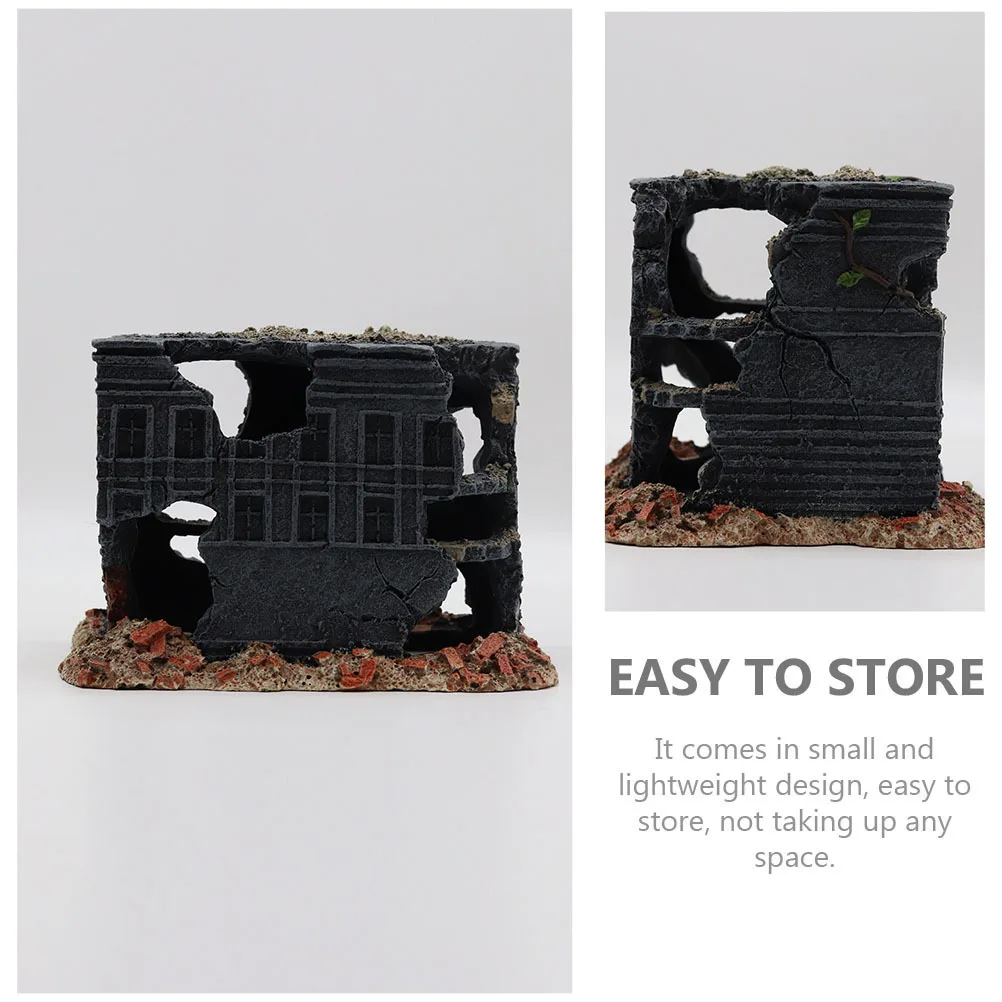 

Fish Tank Decoration Imitated Old House Resin Aquarium Decor Natural Landscape Hideout for Minnows Fish Tank Ornament