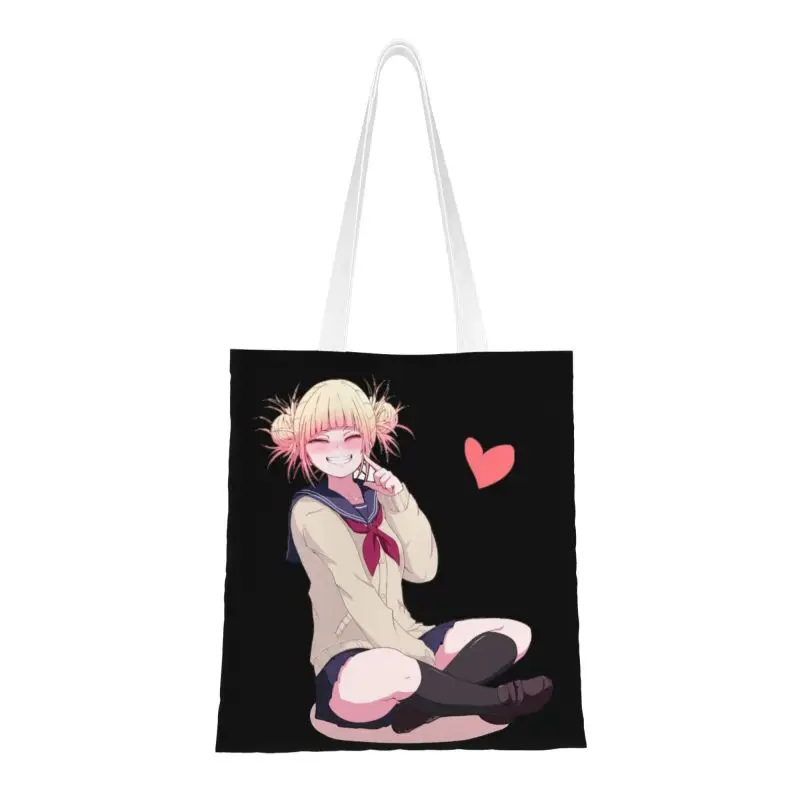 Toga Himiko Love Shopping Bag Women Canvas Shoulder Tote Bag Portable Japan Anime My Hero Academia Groceries Shopper Bags