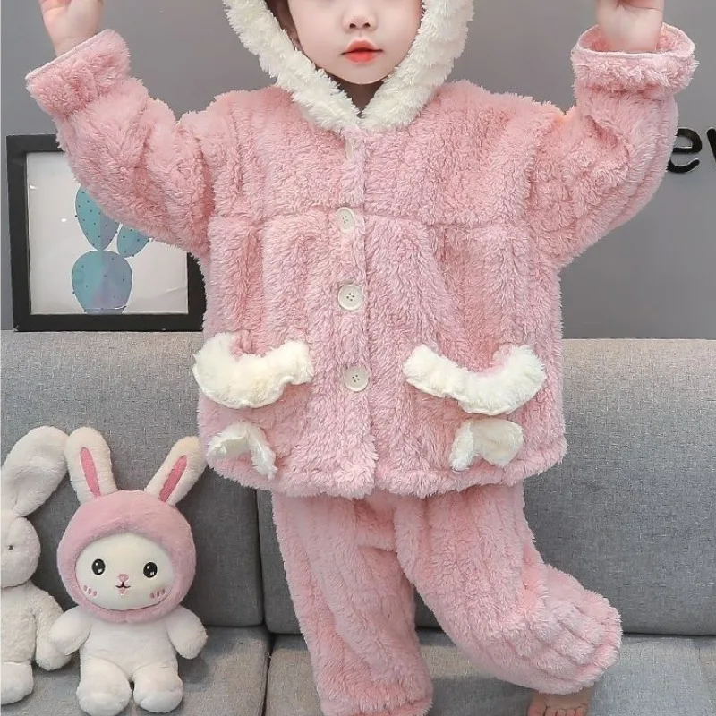 Children's Autumn Winter New Fashionable Warm Home Fury Casual Fashionable Lively Cute Colorful Kids Children's Clothing Suit