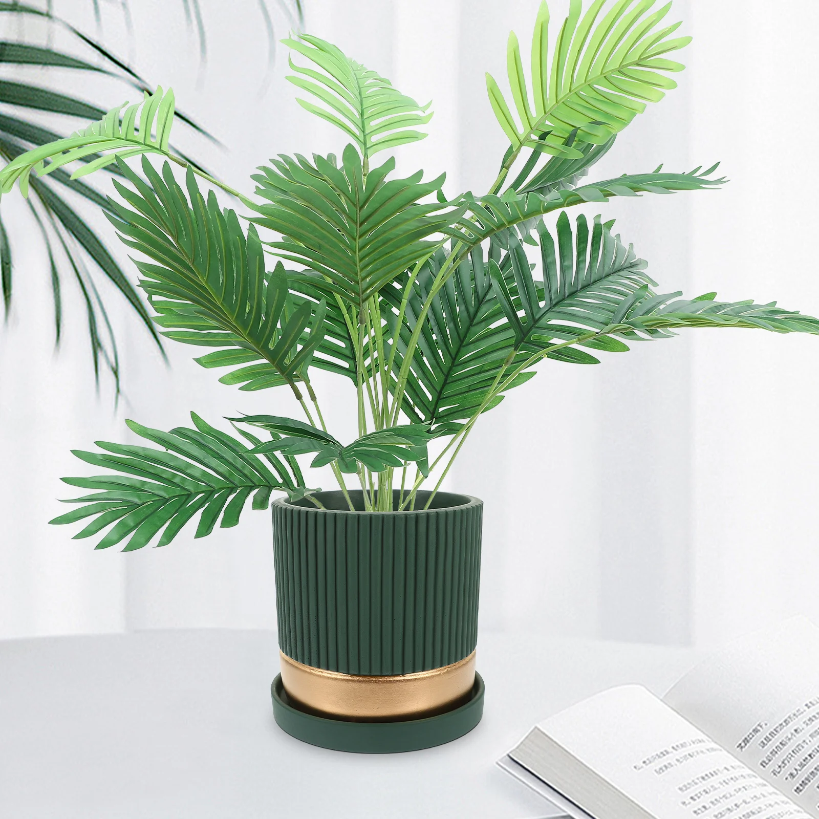 

Artificial Green Leaf Plant Fake Plant Natural Look Lightweight Home Party Office Room Decor Realistic Faux Leaves Decoration