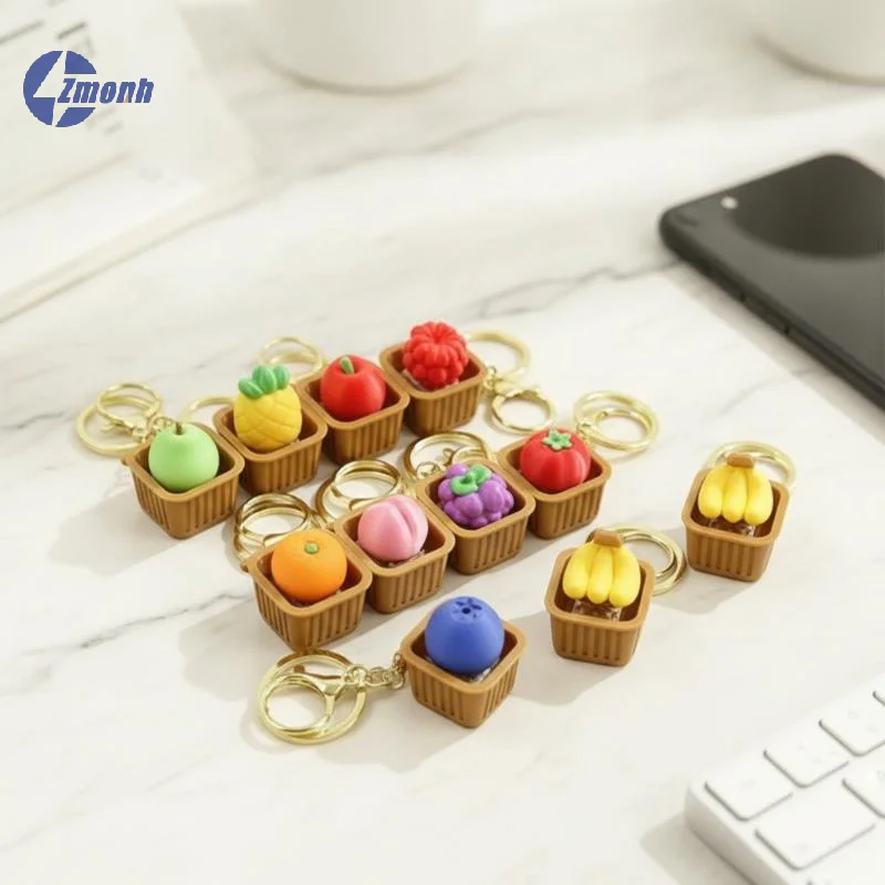 New！1Pcs 3D Printed Fruit Clicker Keychain Cute PLA Fidget Push Button Toy Portable Stress Relief Pendant For Bag Key Decoration