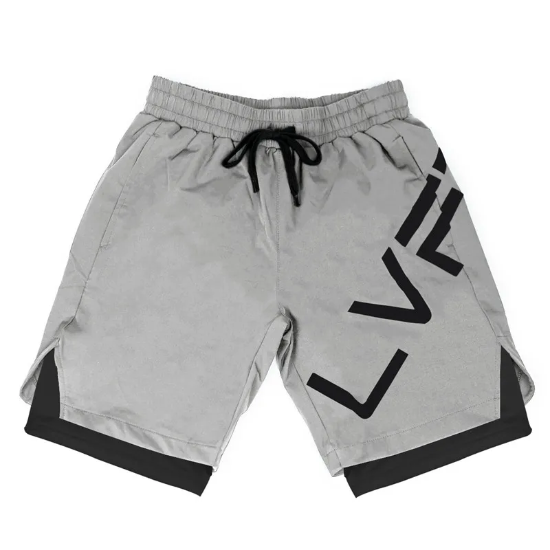Pantalones cortos deportivos 2 en 1 para hombre, pantalón informal de cintura media para Fitness, correr, entrenamiento al aire libre, moda de verano