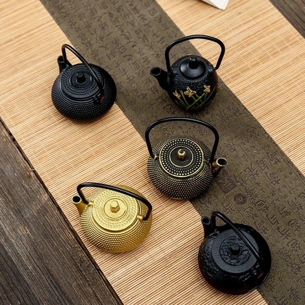 

Mini Iron Teapot Set Rustproof Japanese Cast Iron Kettle Small Tea Pot For Decoration Vintage Style Kitchen Barware