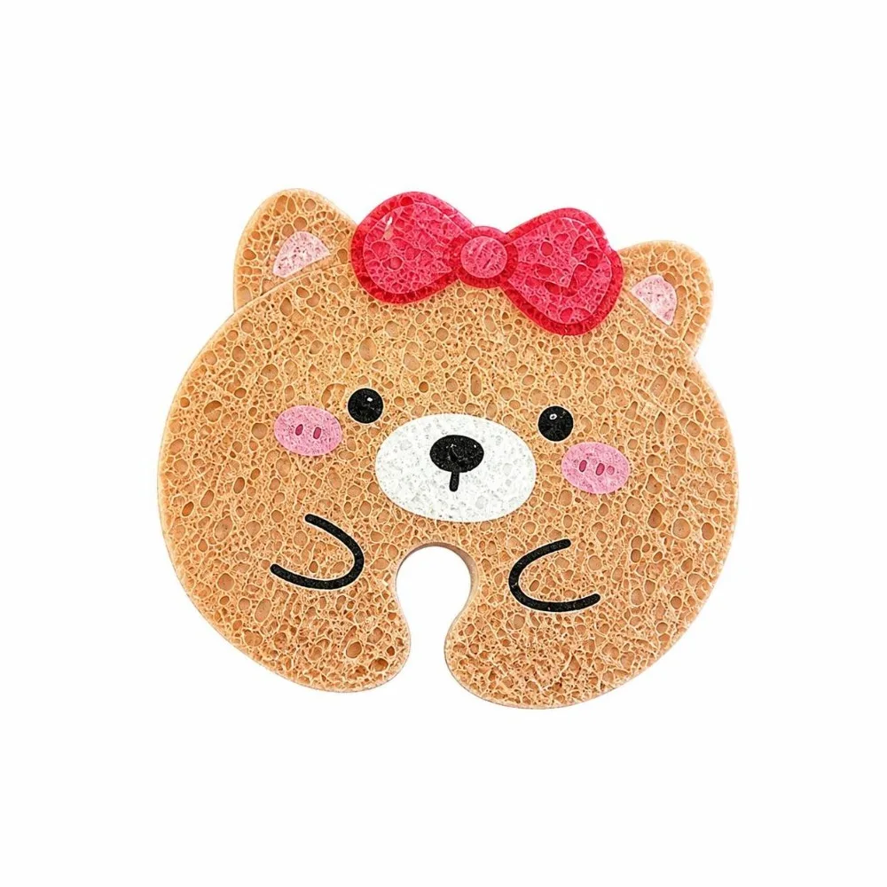Cartoon U-Shaped Groove Sponge Absorbent Quick-dry Kitchen Scrub Sponge Multicolor Wood-pulp Dish Washing Sponge Home Use