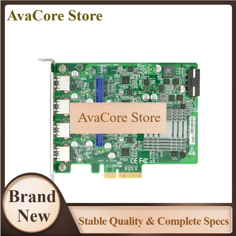 AvaCoreFactory Direct PCI-E To 4Port 3.0 5Gbps Adaptor USB Expansion Computer Industrial EFT-489U IO Card