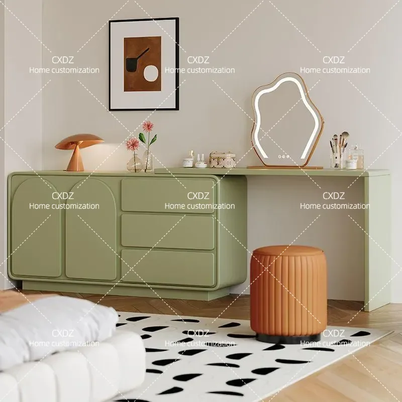 French retro dresser, chest and cabinet integrated light luxury simple makeup table, advanced small apartment, bedroom green