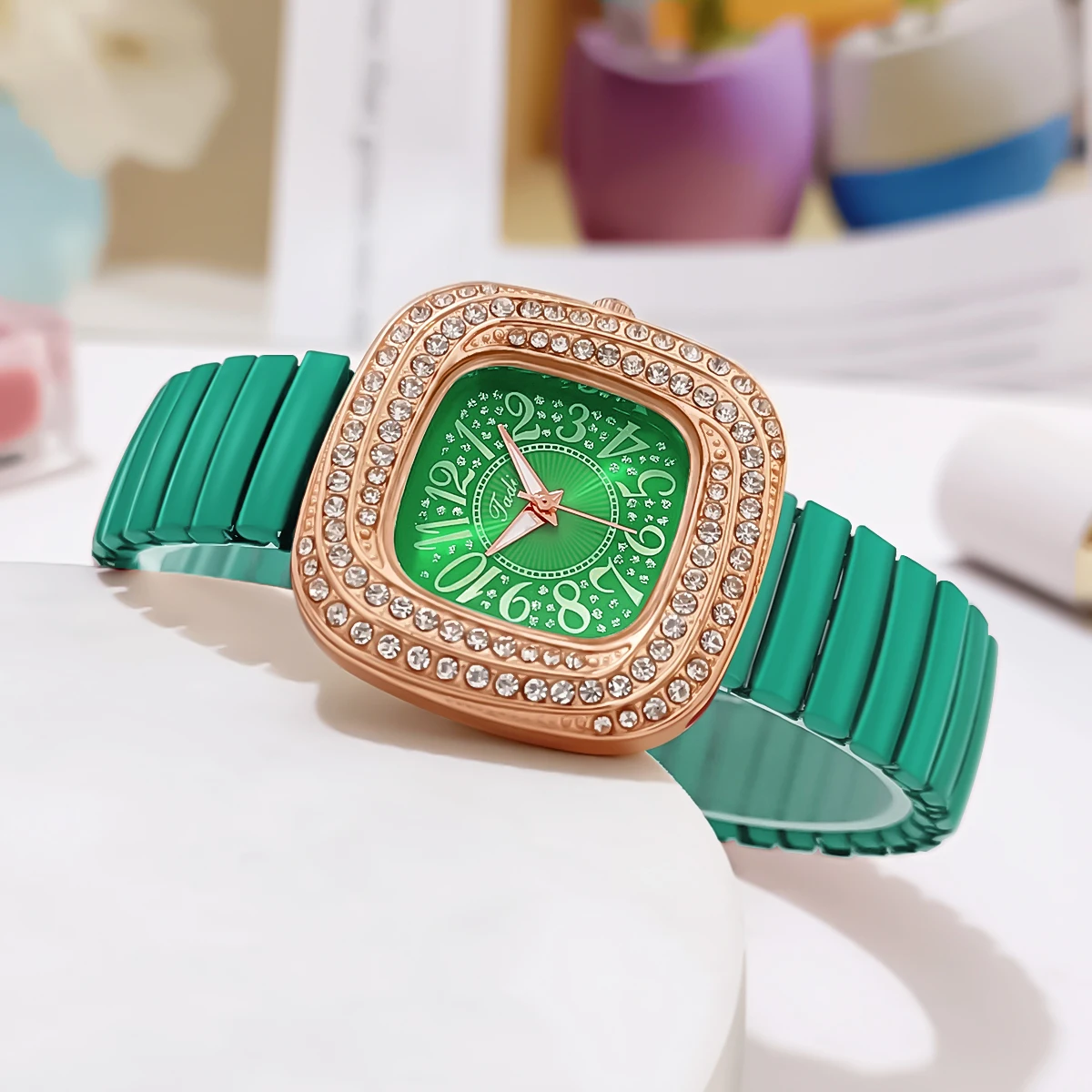 Women Fashion Business Diamond Elastic Band Quartz Watch