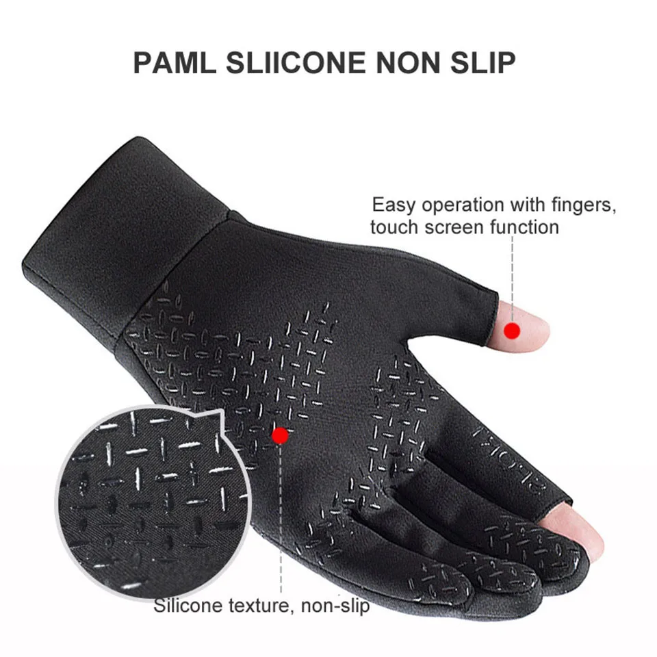 1 paio di guanti da secondo dito autunno inverno imbottiti guanti da pesca caldi mezze dita Touch Screen antivento antiscivolo ciclismo sport