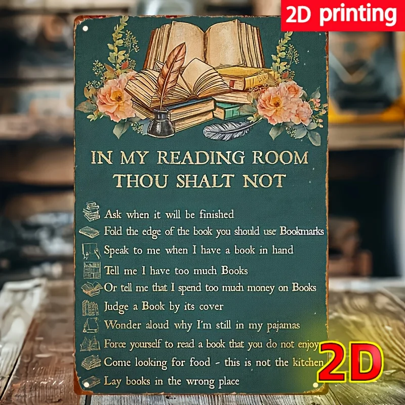 Poster Librarian in my reading room Vertical Poster, Iron Sign - Pre-drilled, Weatherproof Wall Decor for Home, Cafe, Bar, Garde