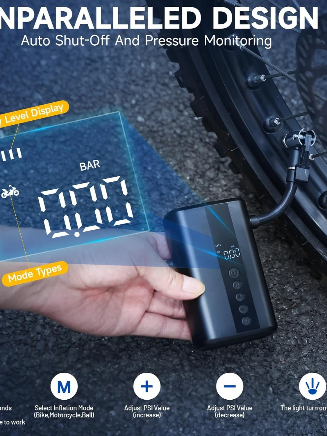 AliExpress GIOIO YINGBOOST Mini Tire Inflator Pump,130PSI Electric Cycle Air Pump Bike Tire Pump for Road Bike, Motorcycle, E-Bike and Ball