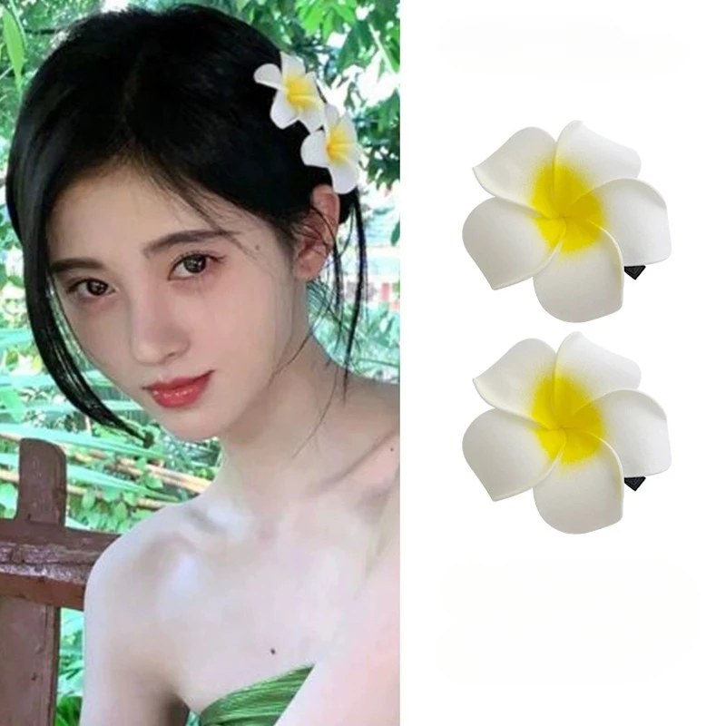 6Pcs Plumeria Flower Hair Clips for Women Girls Hairpins Egg Flower Barrette Hawaiian Wedding Party Bag Hat Accessories