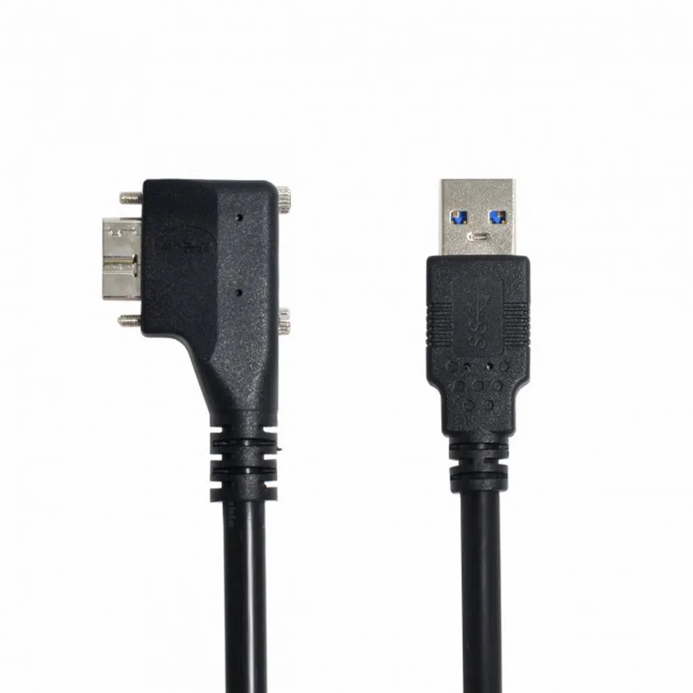 산업용 카메라용 듀얼 나사, 90 도 직각 USB3.0 데이터-마이크로 USB 마운트 케이블