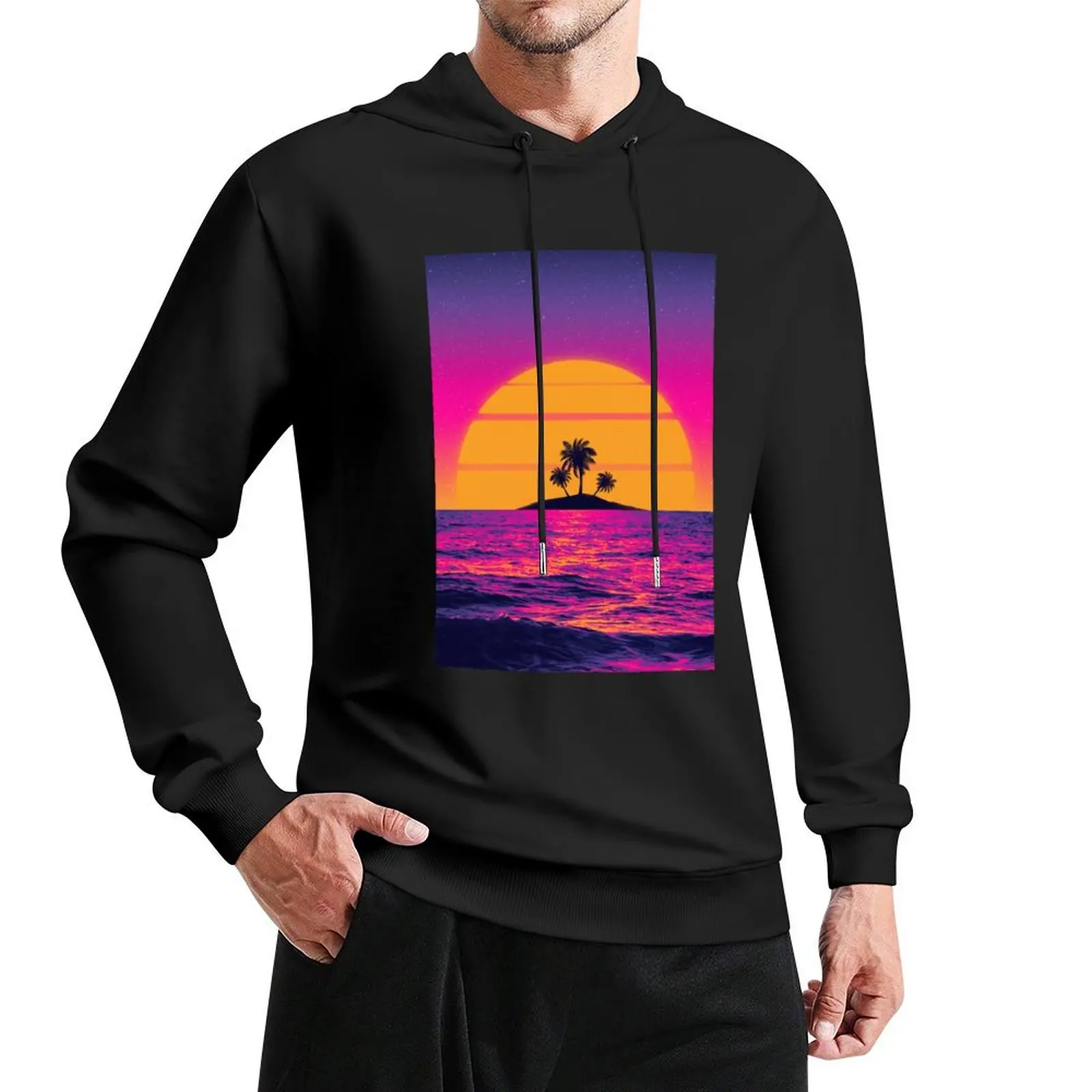 

80s Retrowave sunset Pullover Hoodie fashion men men hoodie