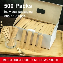 1000PCs Bamboo Toothpicks Fruit Tooth Picks Restaurant Hotel Tooth Sticks Kraft Paper Toothpicks 500 Packs Individual Packing