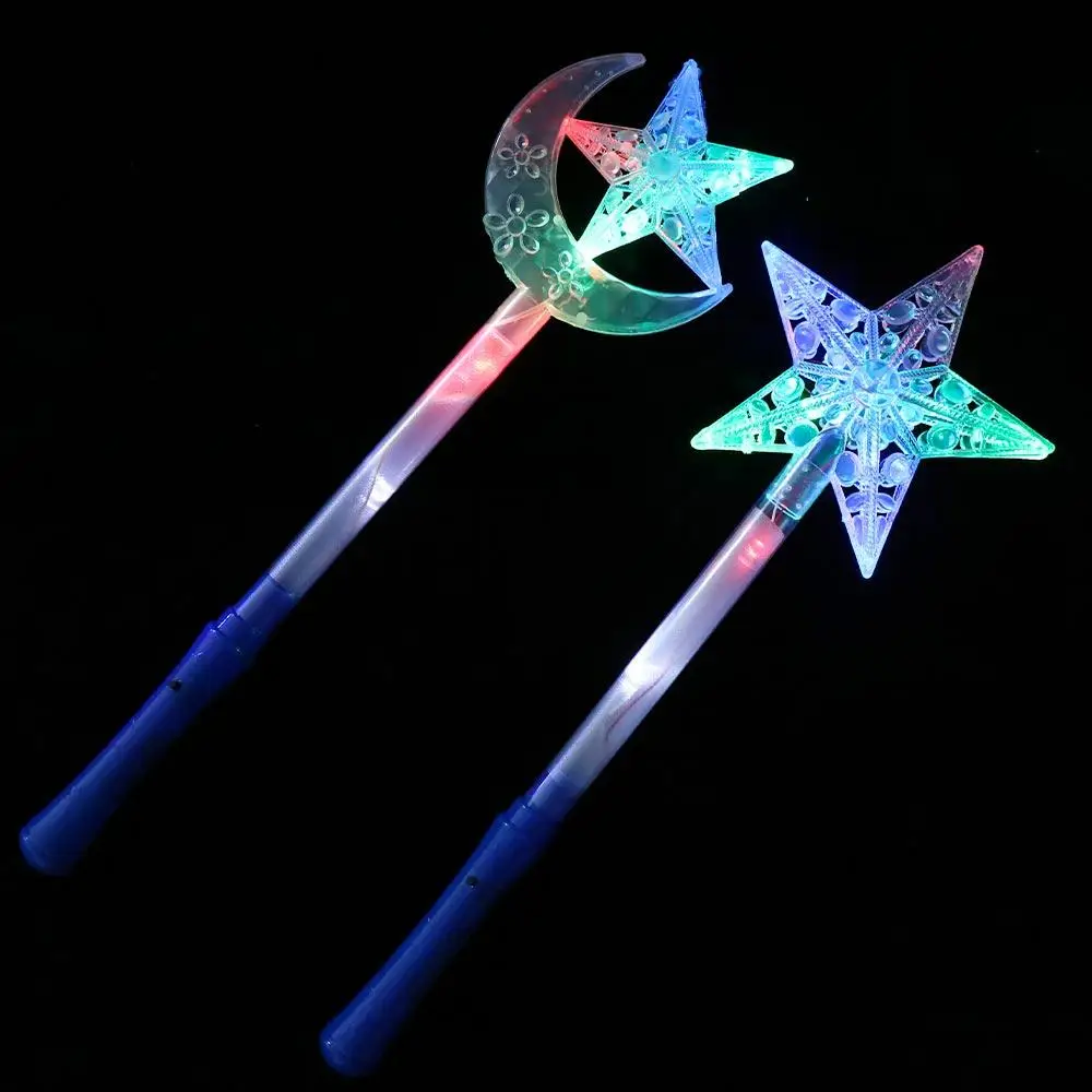 Color Outdoor Toys LED Flashing Magic Tricks Luminous Glow Fairy Stick Magic Star Wand Flash Stick Pentagram Flash Stick