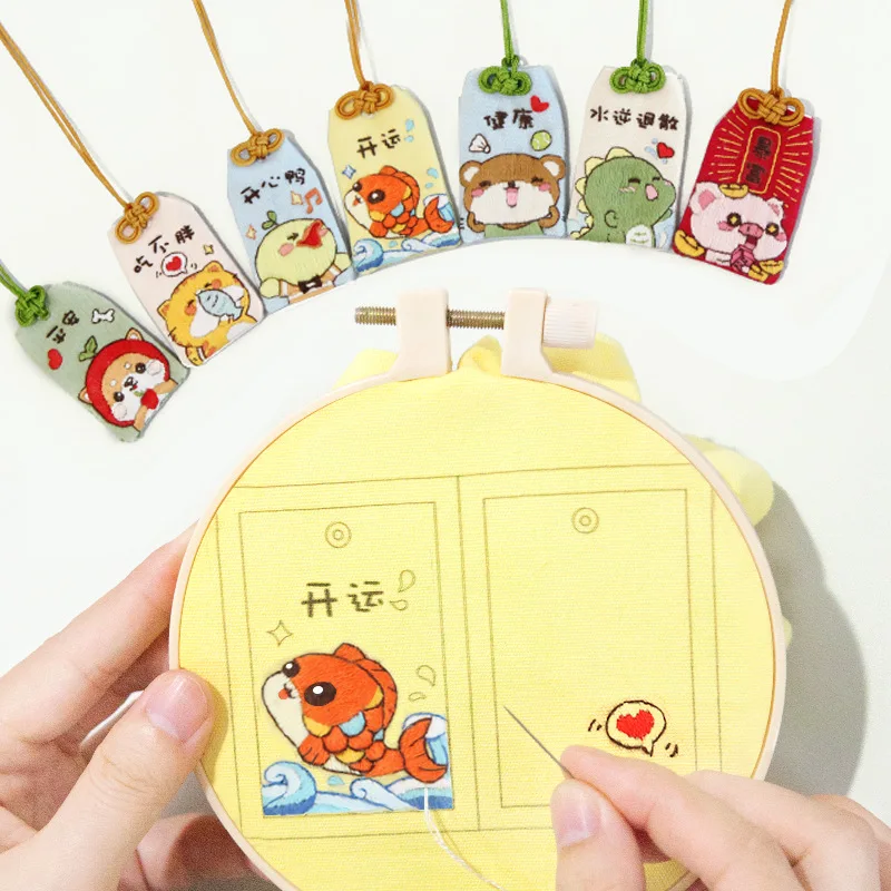 Omamori Cross Stitch talizman ochronny Diy haft robótki szwy Imagic śliczne Organizer akcesoria etui rękodzieło