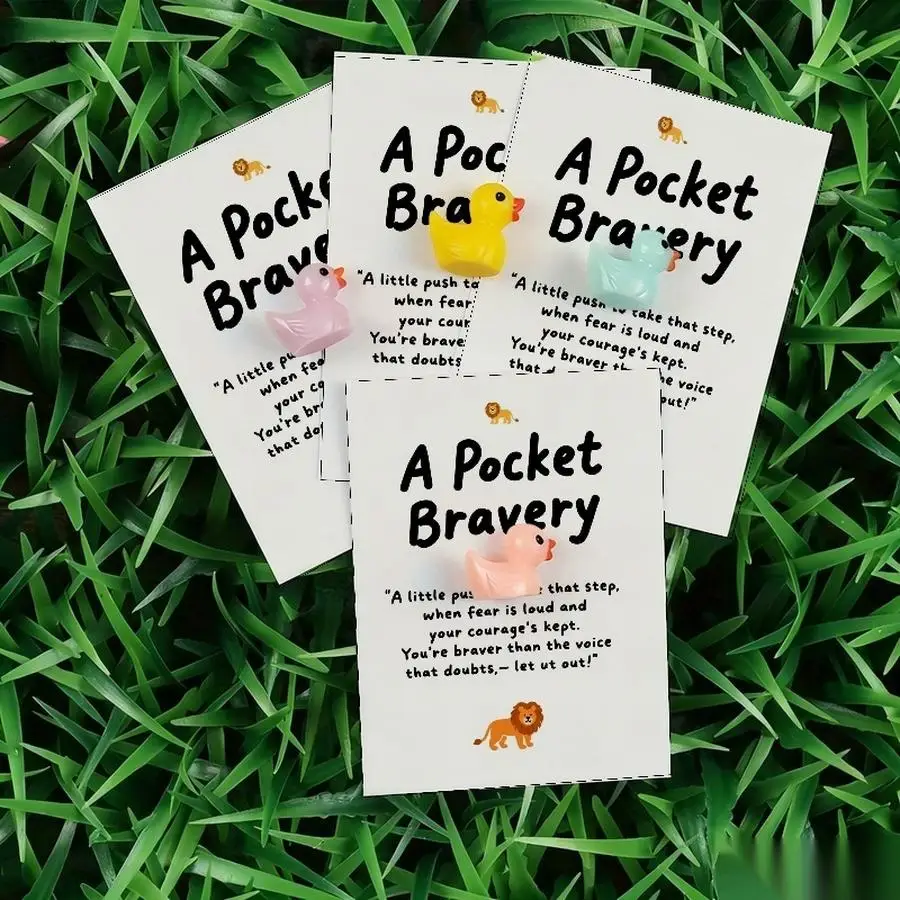 1/5/10/20/50/100pcs  Lucky Duck Pocket Hugs - Fantasy Theme Resin Charms with Inspirational Messages, Assorted Colors, Includes