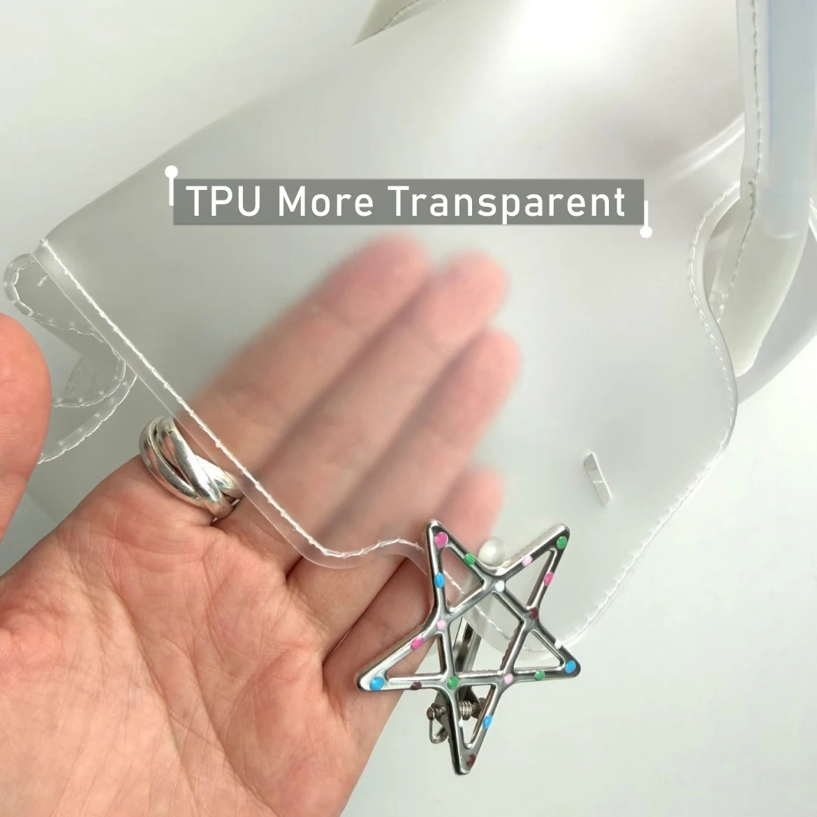 Alt: "Women's Transparent TPU Jelly Tote Bag from Acuvick"
